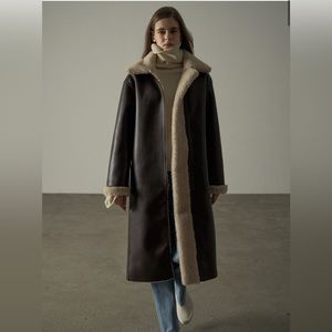 Facade Pattern Lambswool Reversible Shearling Jacket